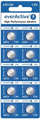 10 Μπαταρίες / καρτέλα  LR44 EVERACTIVE