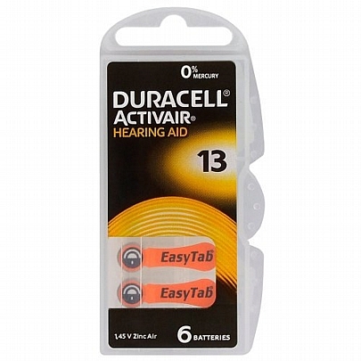 6 Μπαταρίες ακουστικών / blister 13 DURACELL 