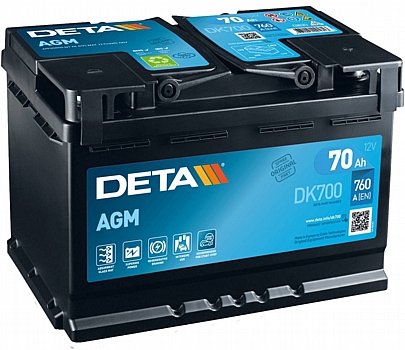 Μπαταρία AGM για αυτοκ. START-STOP 70Ah 
27,8*17,5*19 (cm) DETA