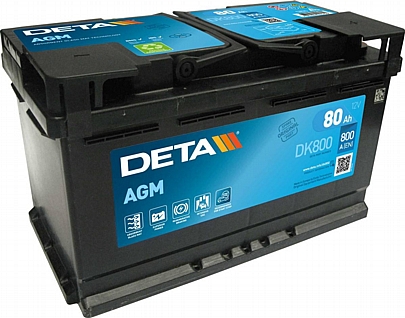 Μπαταρία AGM για αυτοκ. START-STOP 80Ah 
31,5*17,5*19 (CM) DETA