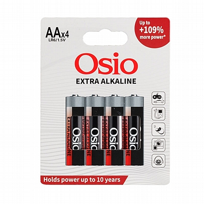 4 Μπαταρίες /  blister OSIO Extra Alkaline