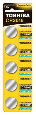 5 Μπαταρίες/blister CR2016 3V Λιθίου TOSHIBA